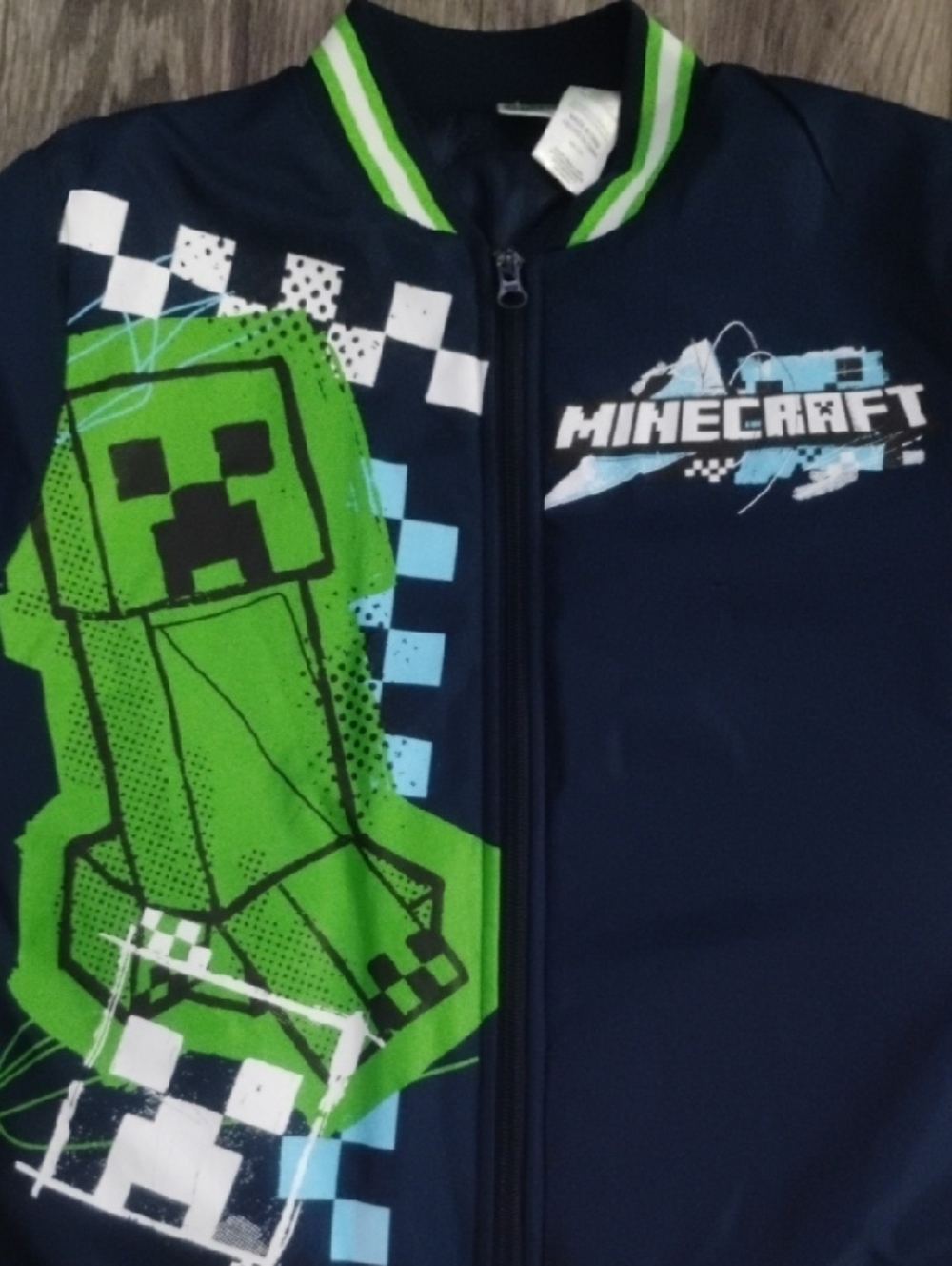Minecraft Kids Navy & Green Zip-Up Jacket